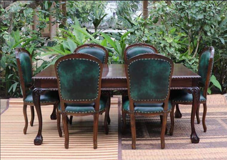 Timber dining room set styled with teakwood furniture
